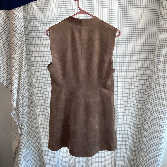 BCBG MAXAZRIA Small Brown Suede Vest Wrap Dress - Picture 7 of 11
